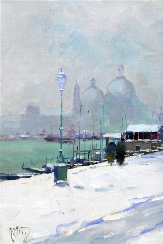 § Professor Vittorio Nattino (1890-c.1971) Venice in winter, 10.5 x 7.25in.
